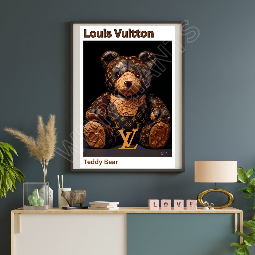 Louis Vuitton Teddy Bear Print 24x36- Luxury, Magazine look, Signed by Denardai